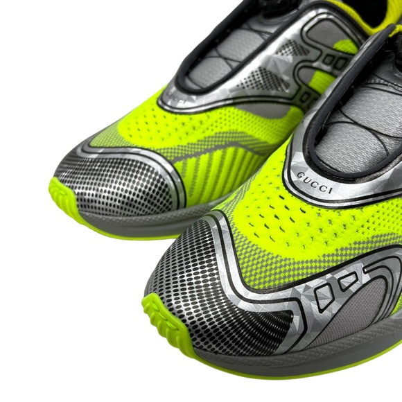 GUCCI Ultrapace R Low Top Sneakers Grey Neon Yellow - Picture 8 of 13